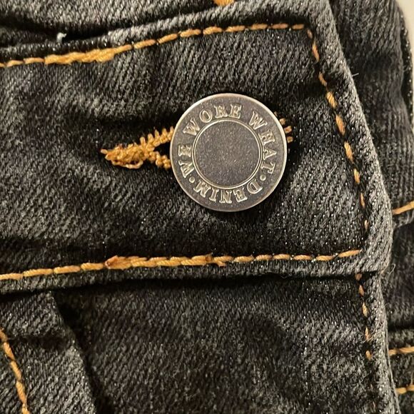 NWT WEWOREWHAT women’s size 2 straight tapered adjustable long overall jeans - Picture 8 of 15